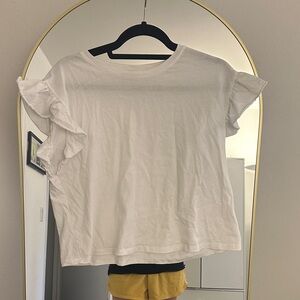 Zara White Ruffle Sleeve Tee